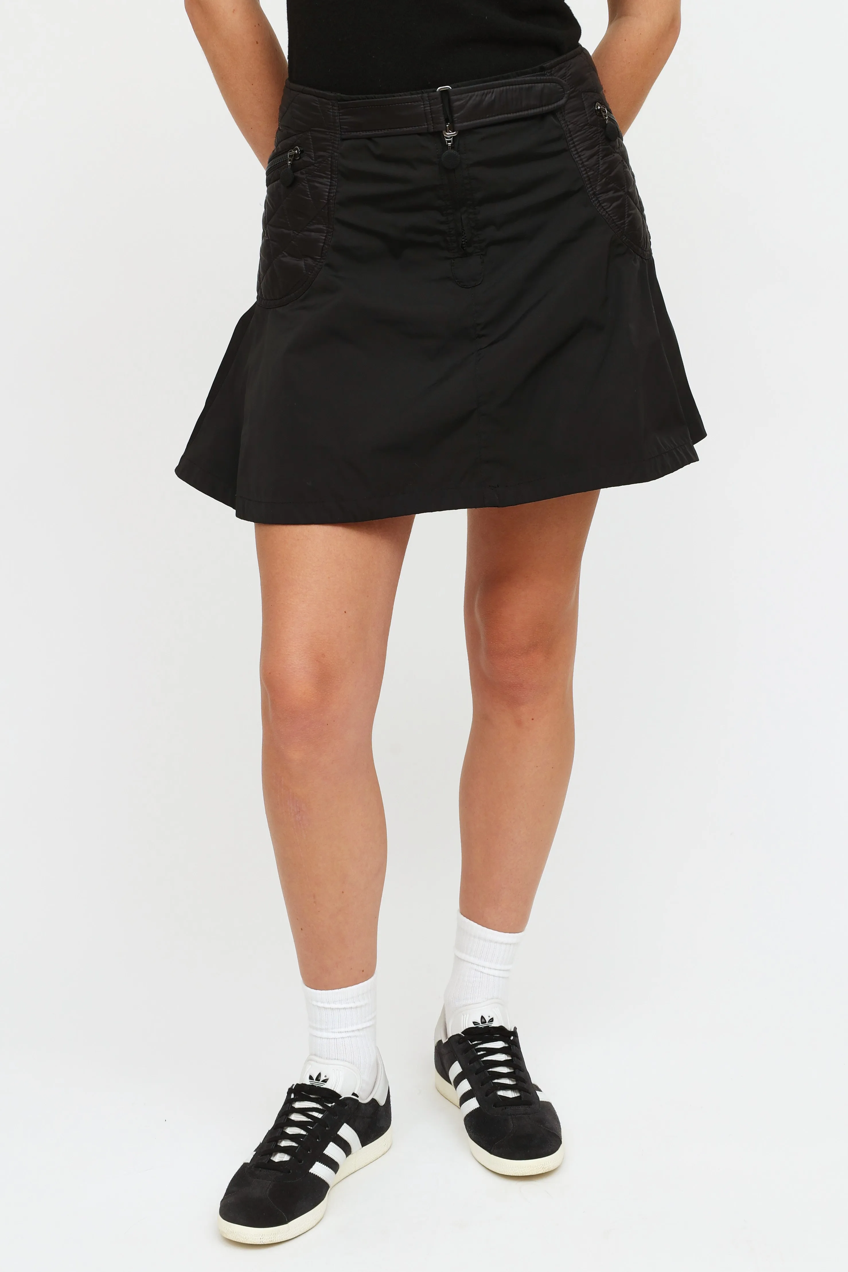 Black Quilted Mini Skirt