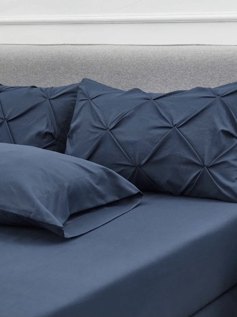 Blue pleated bed set 8 pieces