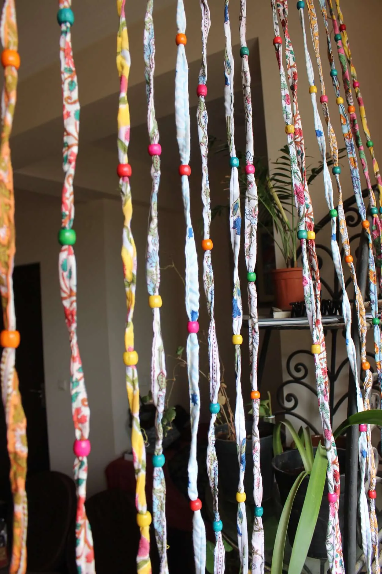 Bohemian Hippy Beaded Doorway Garland Rod Pocket Curtains Multicolour Boho Home Decor