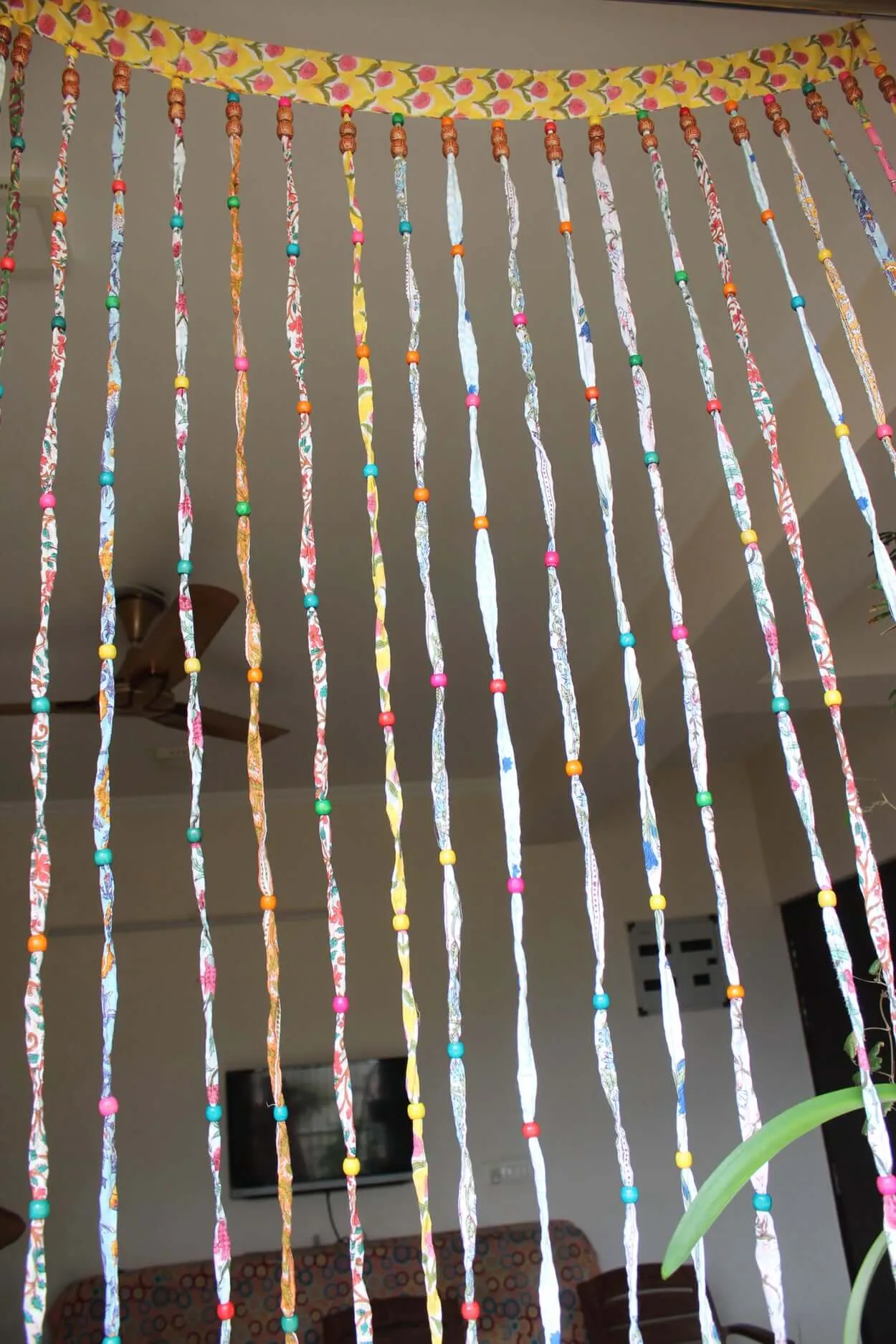 Bohemian Hippy Beaded Doorway Garland Rod Pocket Curtains Multicolour Boho Home Decor