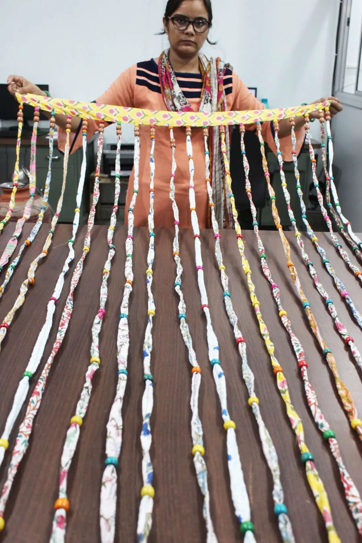 Bohemian Hippy Beaded Doorway Garland Rod Pocket Curtains Multicolour Boho Home Decor