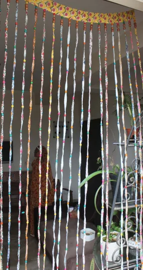 Bohemian Hippy Beaded Doorway Garland Rod Pocket Curtains Multicolour Boho Home Decor