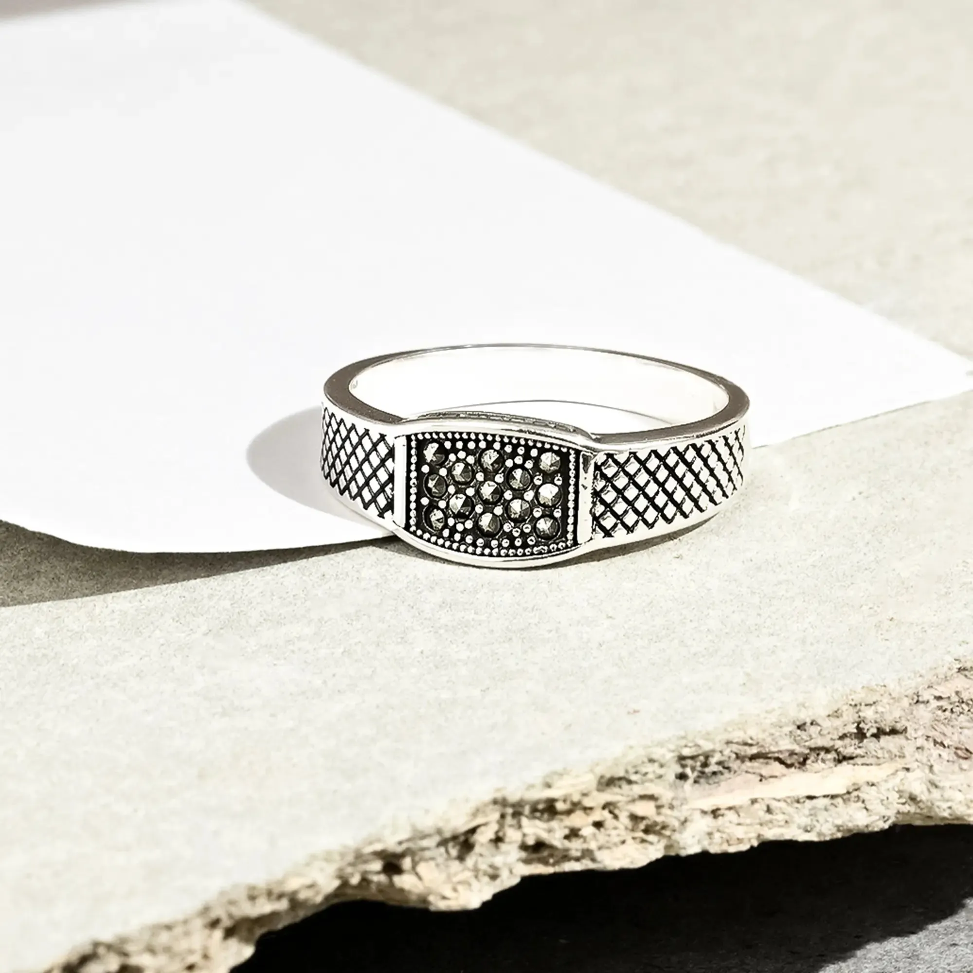 Boho Black Stone Men's Ring