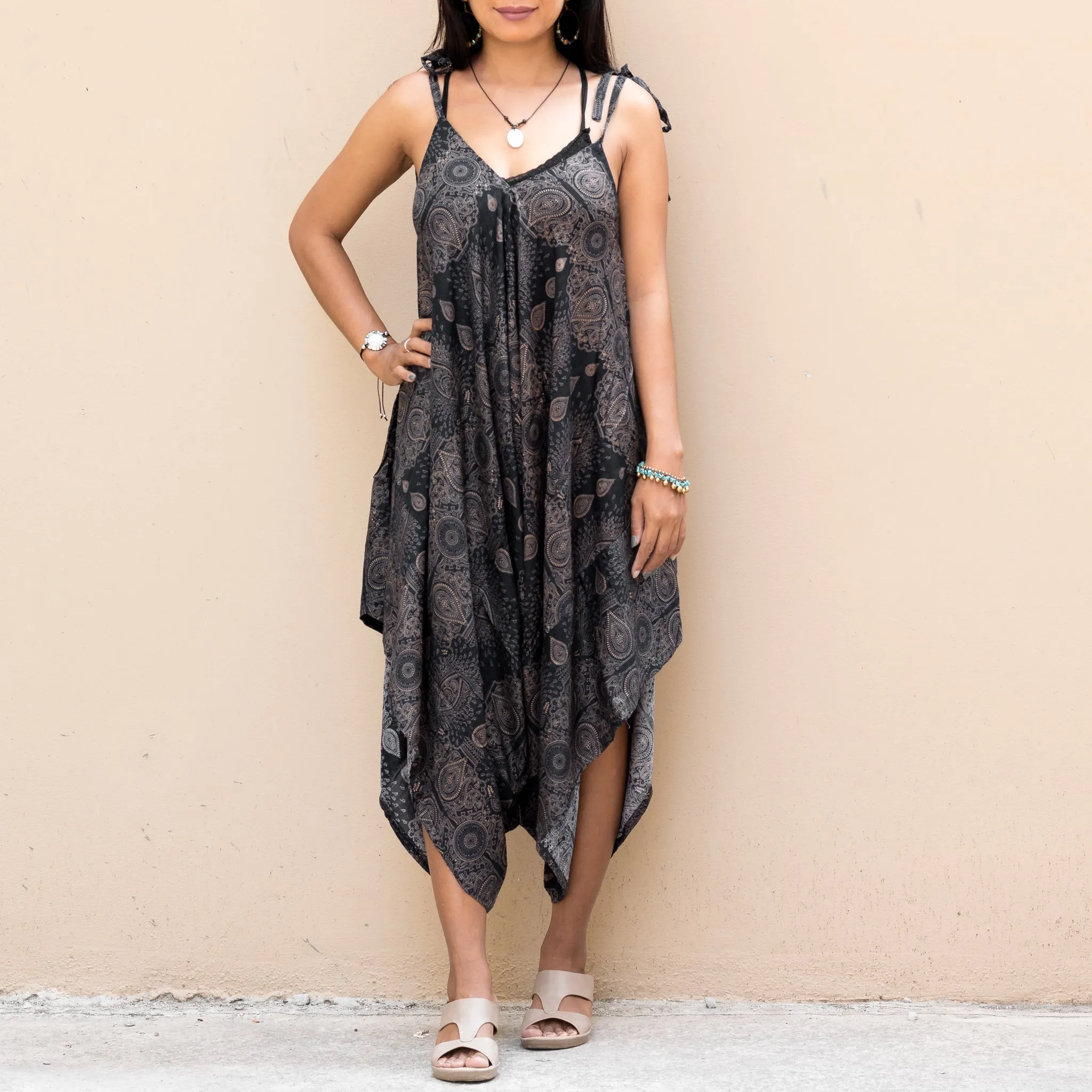 Boho Jumpsuit Dress Black