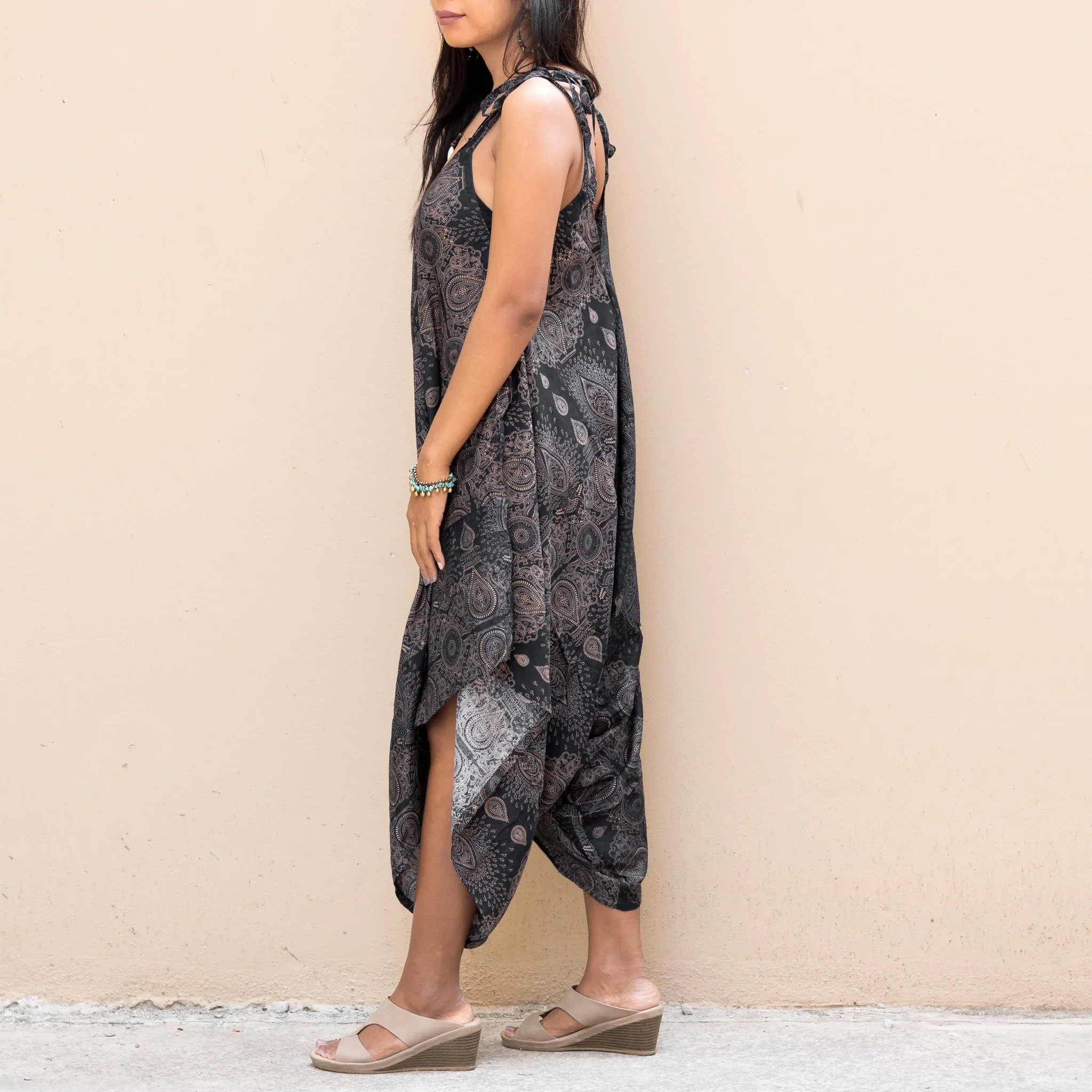 Boho Jumpsuit Dress Black