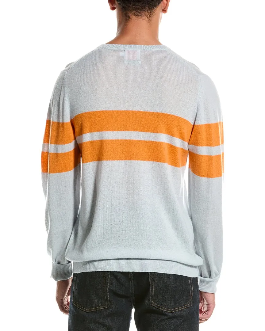 Brodie Cashmere Wool & Cashmere-Blend Dual Stripe Crewneck Sweater