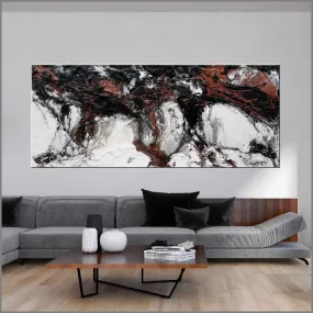 Copper Intent 240cm x 100cm Copper Black White Textured Abstract Painting (SOLD)