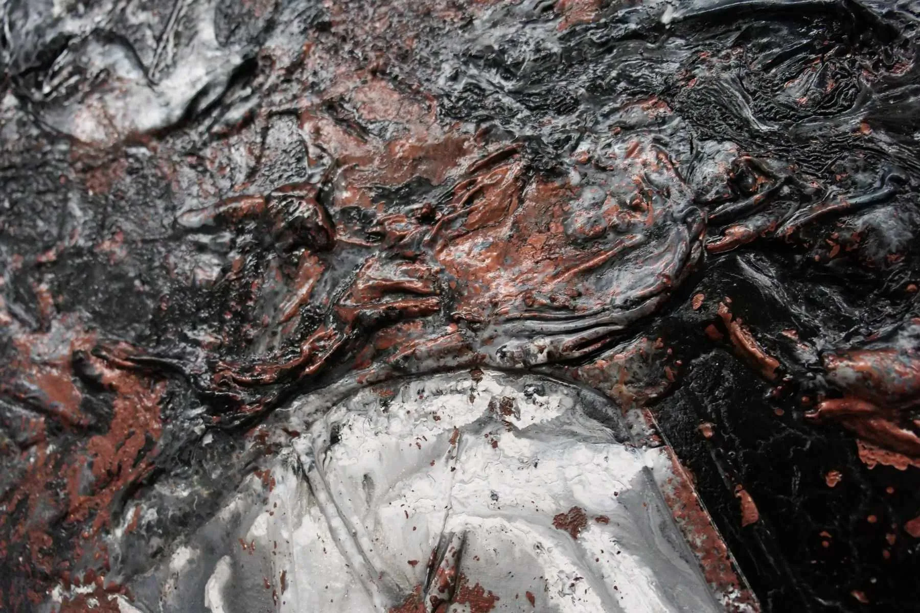 Copper Intent 240cm x 100cm Copper Black White Textured Abstract Painting (SOLD)