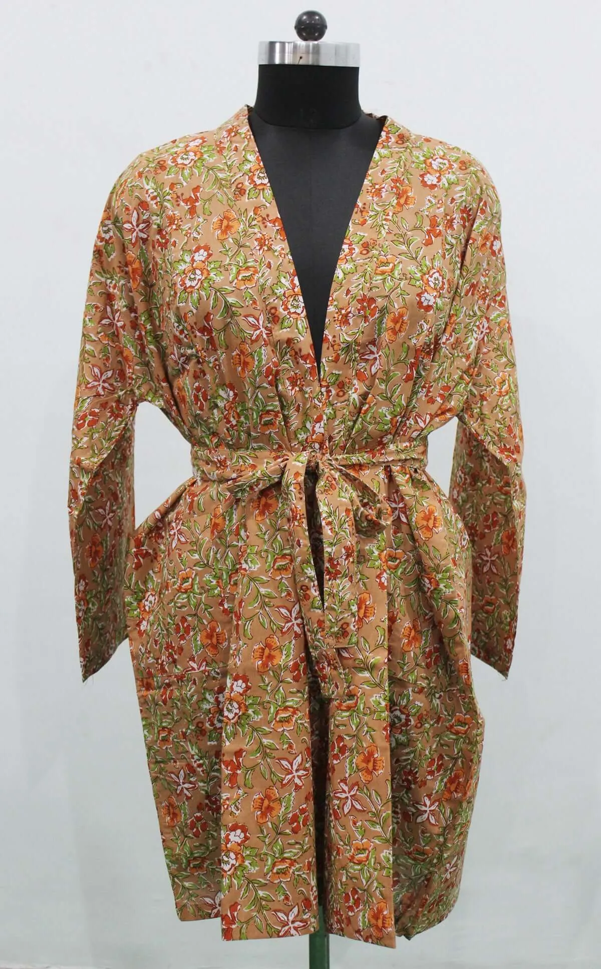 Copy of Hand Block Print 100%Cotton Kimono Bathrobe Women Floral Dress Wholesale Lot