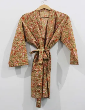 Copy of Hand Block Print 100%Cotton Kimono Bathrobe Women Floral Dress Wholesale Lot