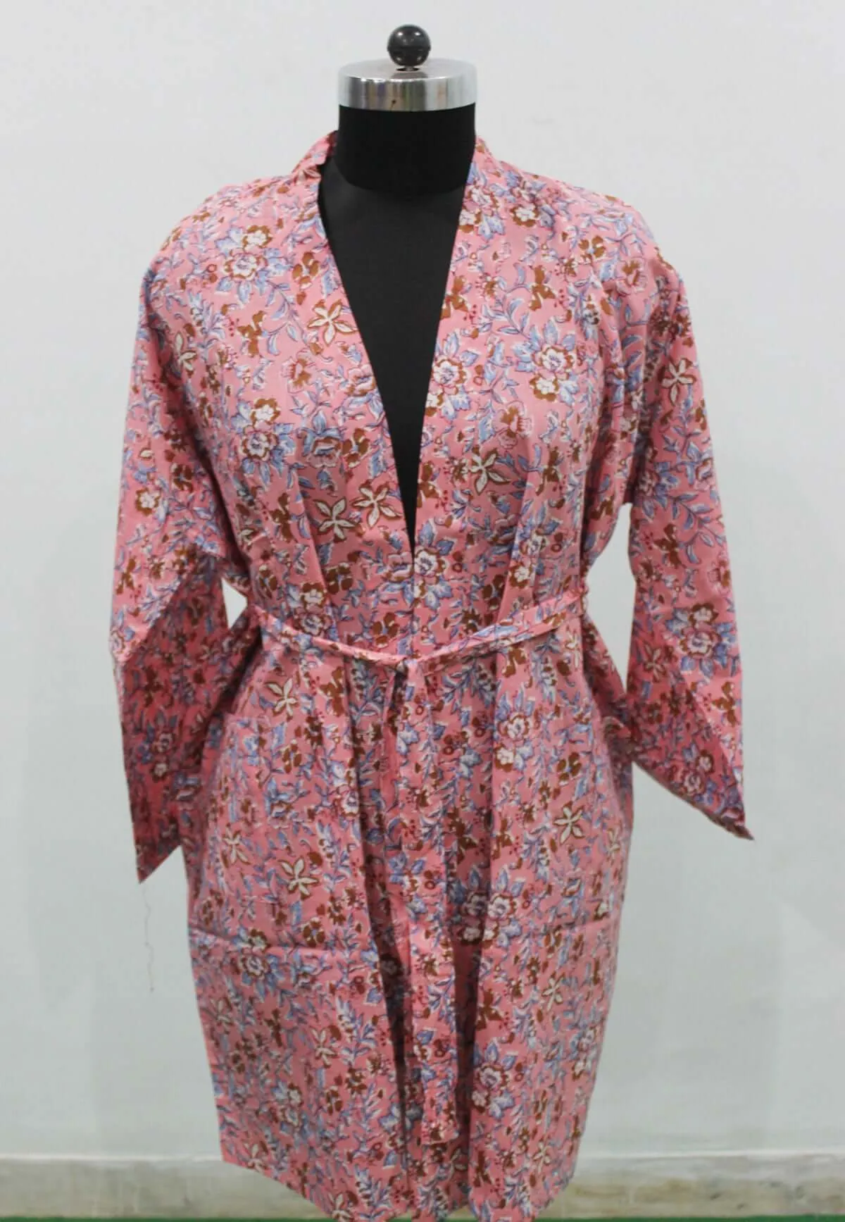 Copy of Hand Block Print 100%Cotton Kimono Bathrobe Women Floral Dress Wholesale Lot