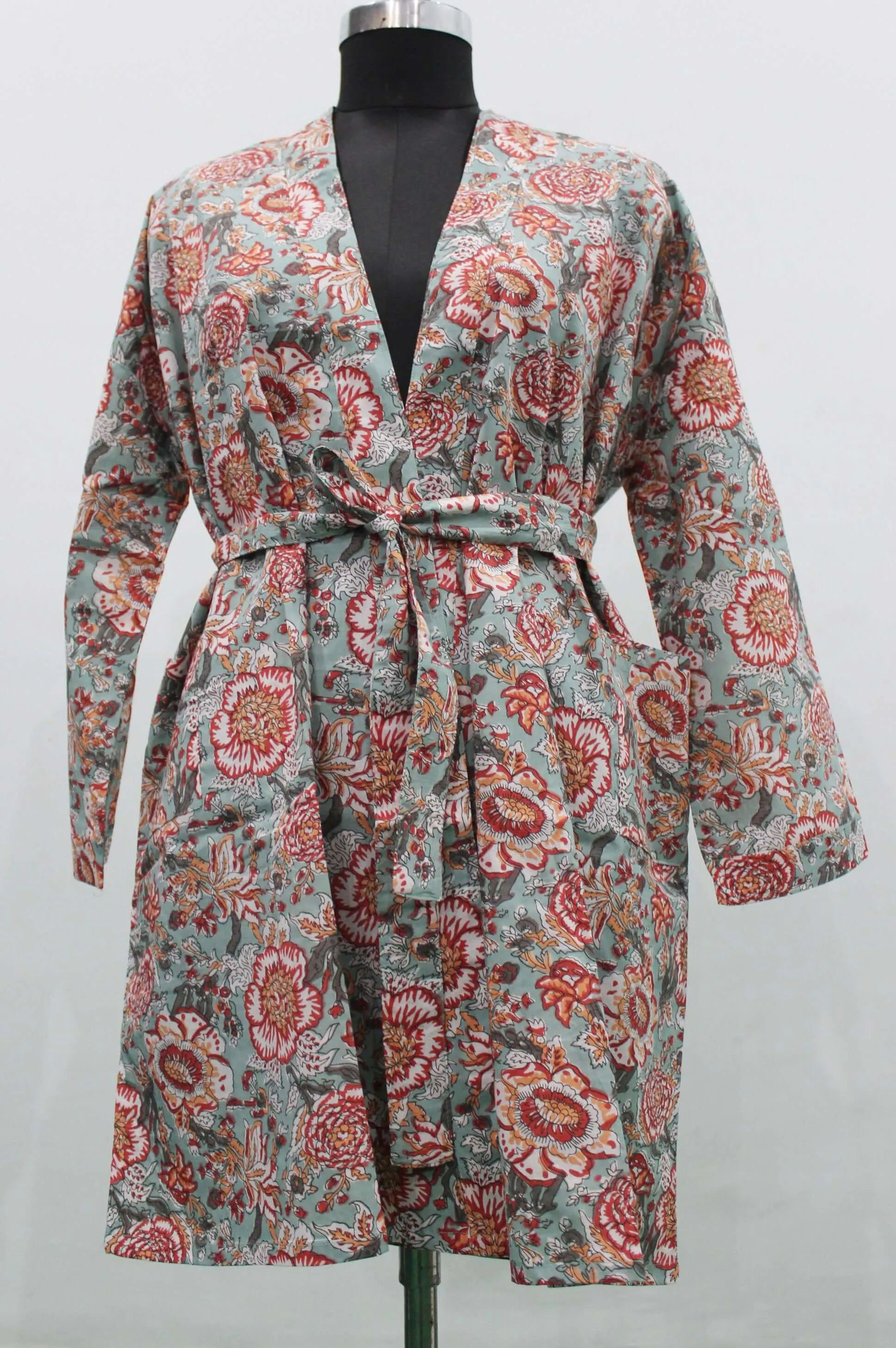 Copy of Hand Block Print 100%Cotton Kimono Bathrobe Women Floral Dress Wholesale Lot