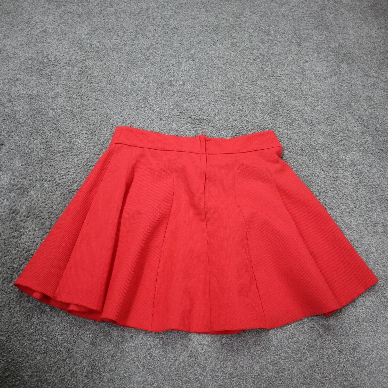 Divided by H&M Womens Quilted Skater Skirt Stretch Waist Pleated Orange SZ US 12