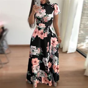 Dress Women Boho Floral Print Maxi