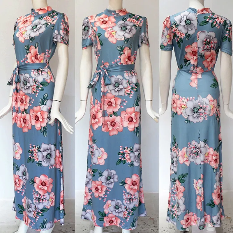 Dress Women Boho Floral Print Maxi