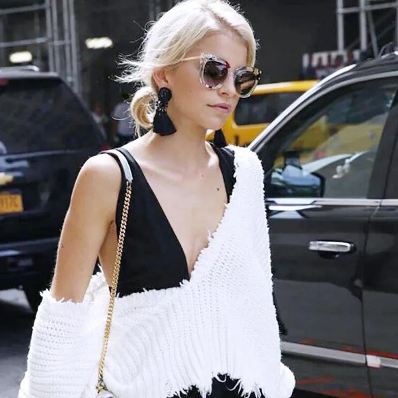 E0502 Bohemian Long Statement Tassel Drop Earrings Luxury Resin Beads Tassel Earrings For Women 7 Color Choice Dangle Earrings