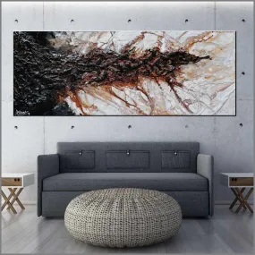 Earth 160cm x 60cm Blue Brown Textured Abstract Painting (SOLD)