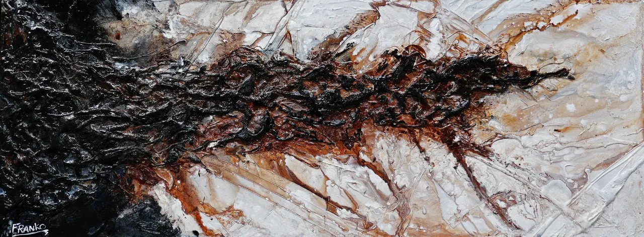 Earth 160cm x 60cm Blue Brown Textured Abstract Painting (SOLD)