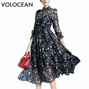 Elegent Vintage Silk Female Dress