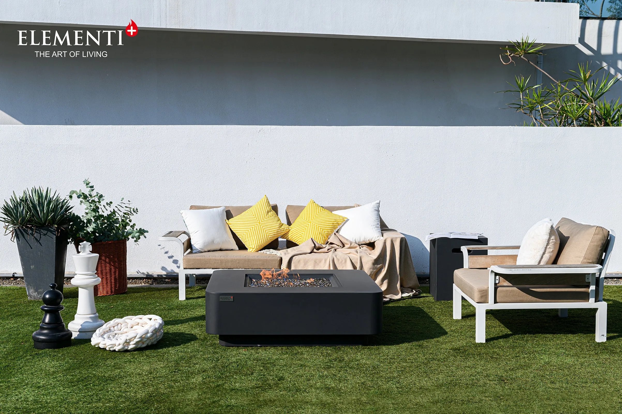 Elementi Plus OFG419DG Bergamo Concrete Outdoor Fire Table