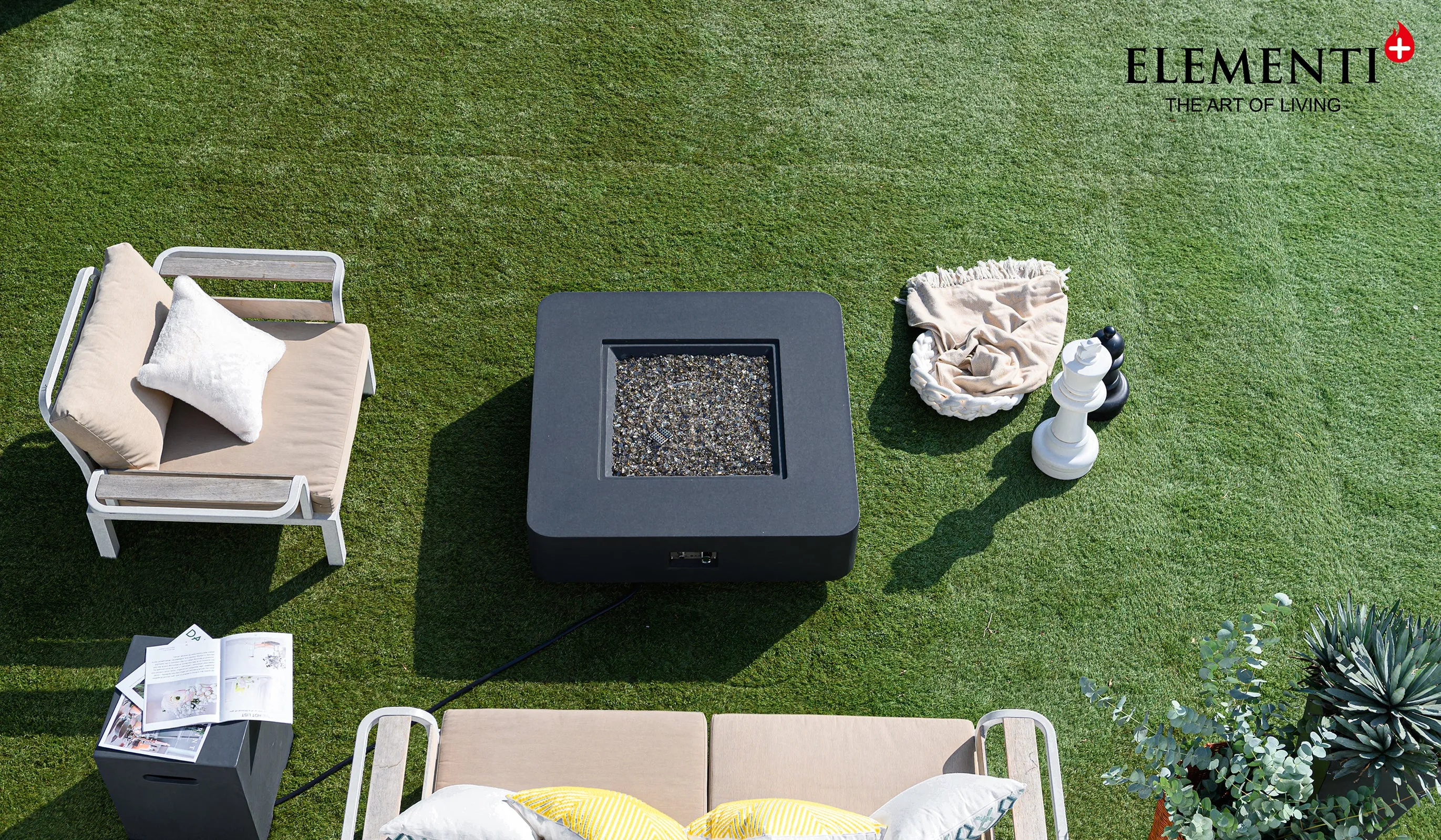 Elementi Plus OFG419DG Bergamo Concrete Outdoor Fire Table