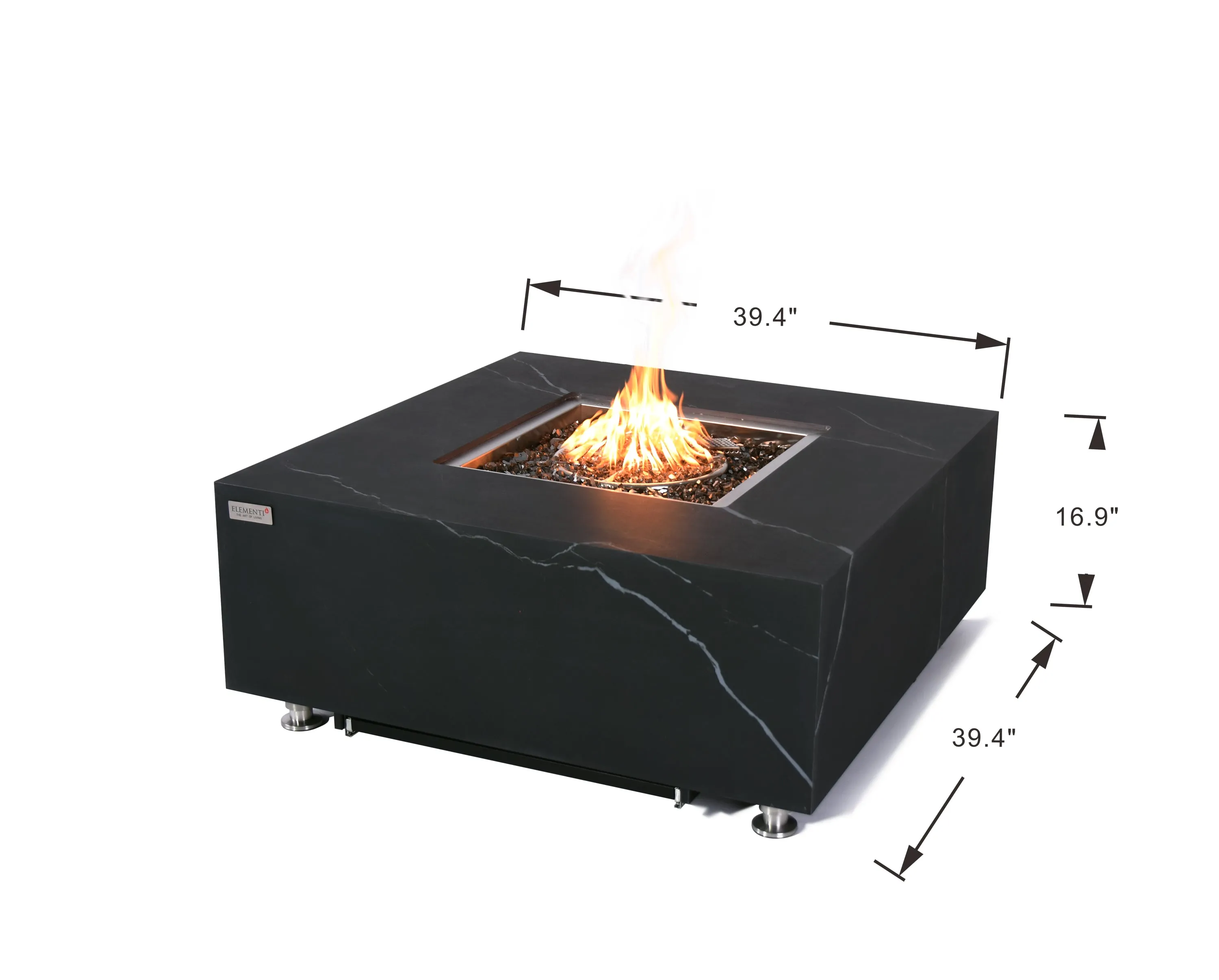 Elementi Plus OFP103BB Sofia Marble Porcelain Outdoor Fire Table