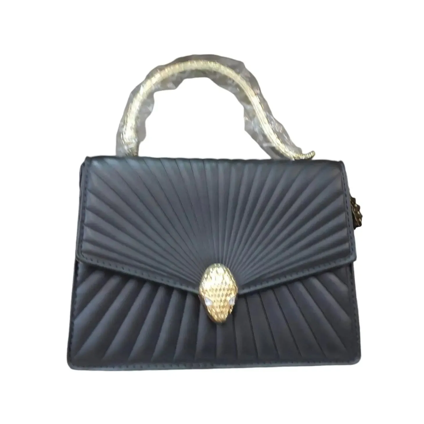 Fan-Pleated Handbag with Serpent Clasp