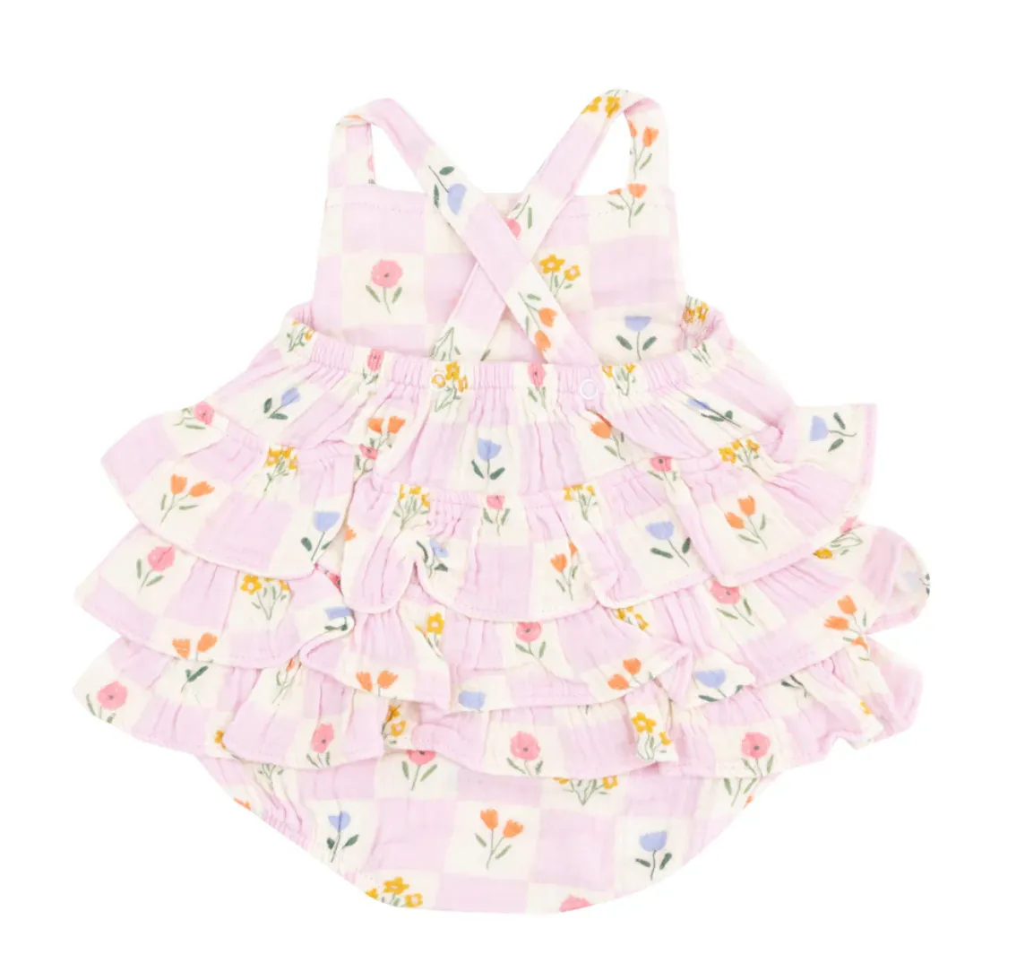 Floral Check Ruffle Sunsuit