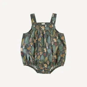 gathered overall bubble | black autumn botanical | organic cotton mid-weight woven