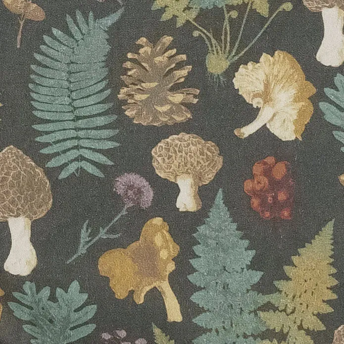 gathered overall bubble | black autumn botanical | organic cotton mid-weight woven