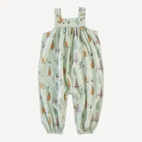 gathered overall jumpsuit | foam green pooh   friends | organic cotton jersey