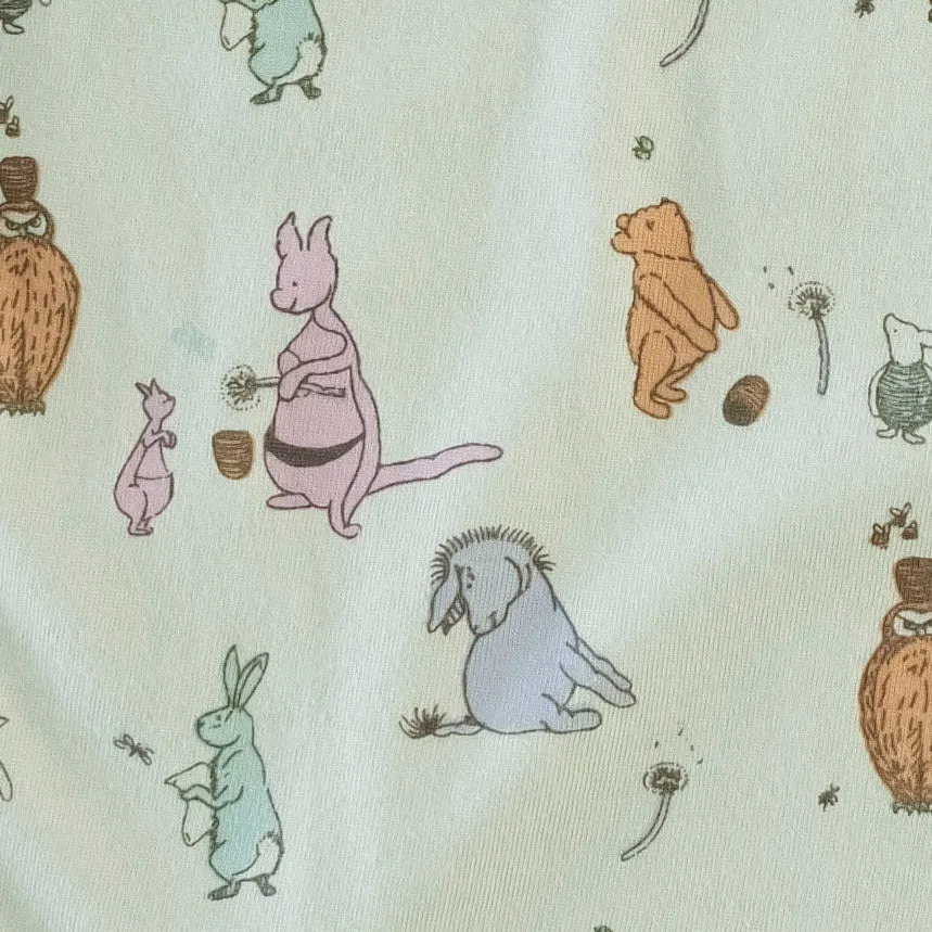 gathered overall jumpsuit | foam green pooh   friends | organic cotton jersey