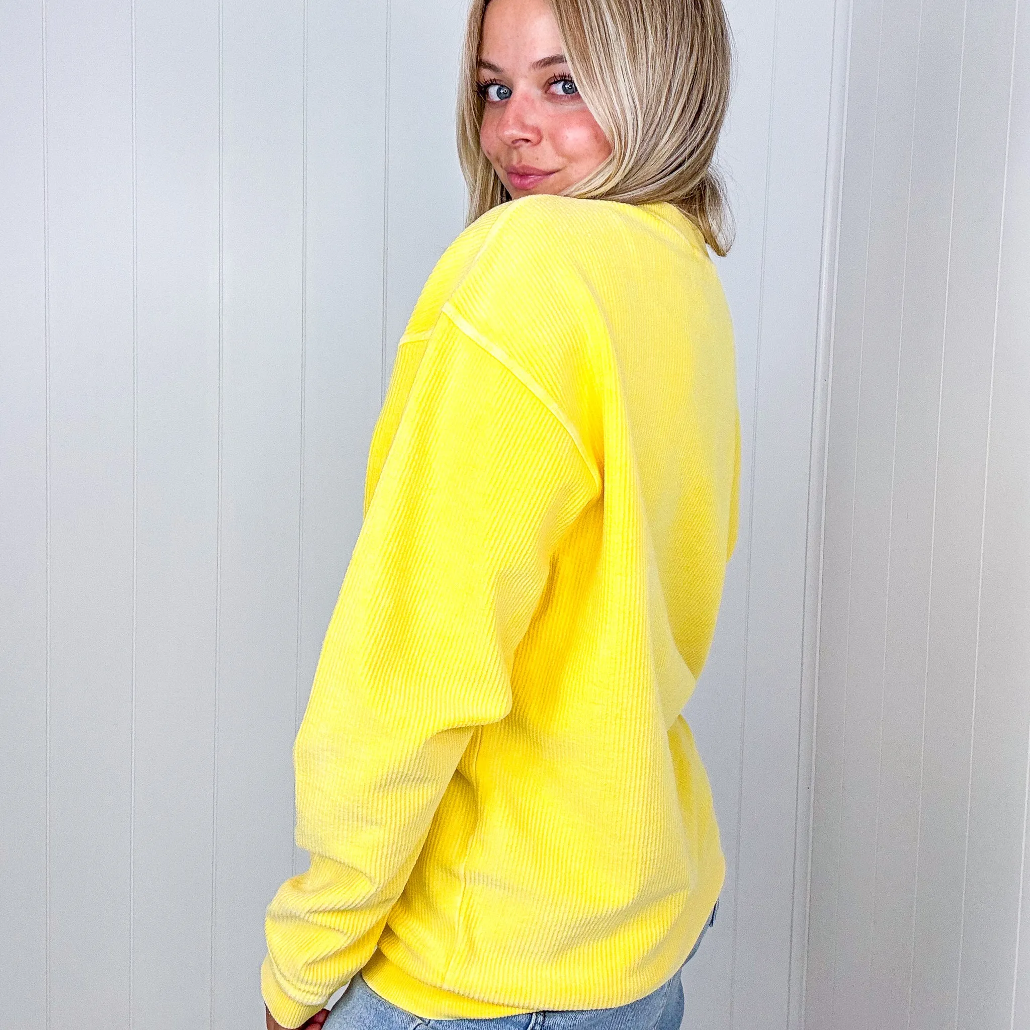 Golden Oversized Luxe Soft Corded Crewneck Pullover