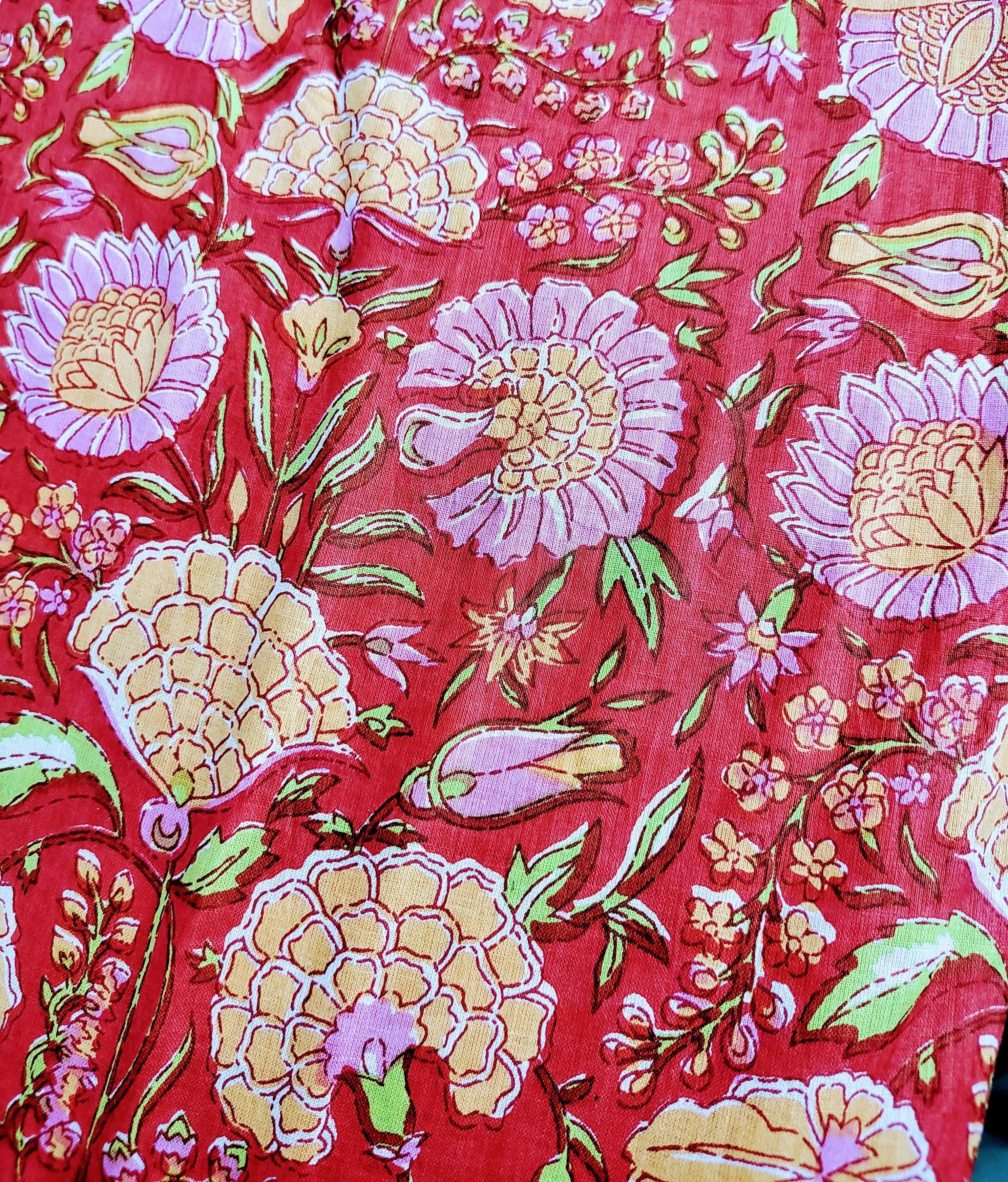 Hand-Block Print 100%Cotton Floral Curtains Drapes Bohemian Hippie Hippy Home Décor Panels