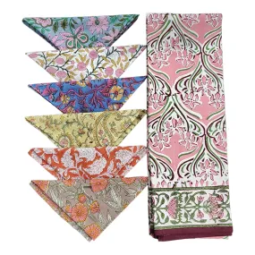 Hand Block Print Indian Rectangular Tablecloth with Napkins 100%cotton Floral Kitchen Linen , Dinner Party , Wedding , Boho Style Home Decor