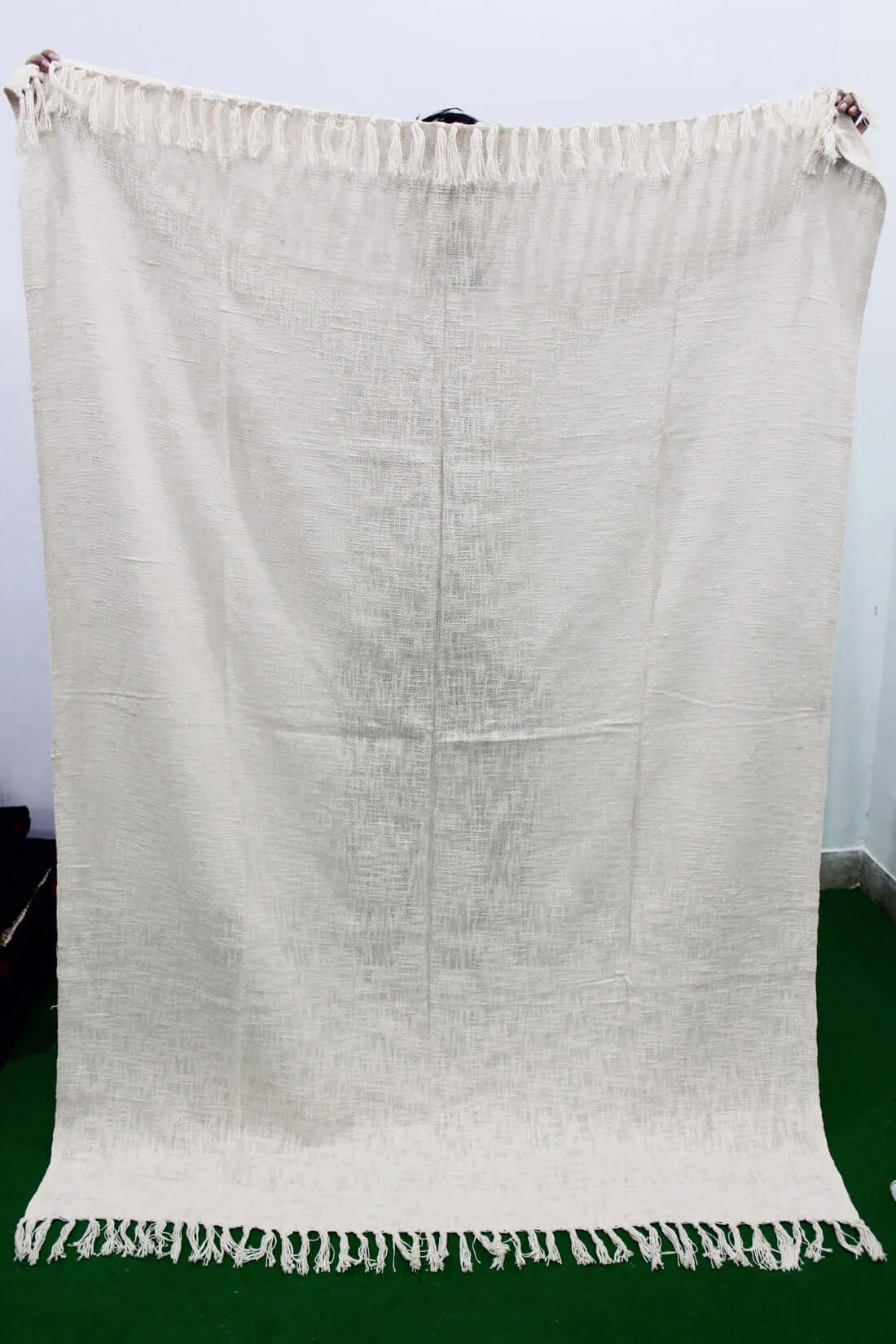 Hand-Loomed Cotton Sofa Throw Size  72 x 52 Inches 100%Cotton Throw Blanket with Tassels Bohemian Style Home Décor