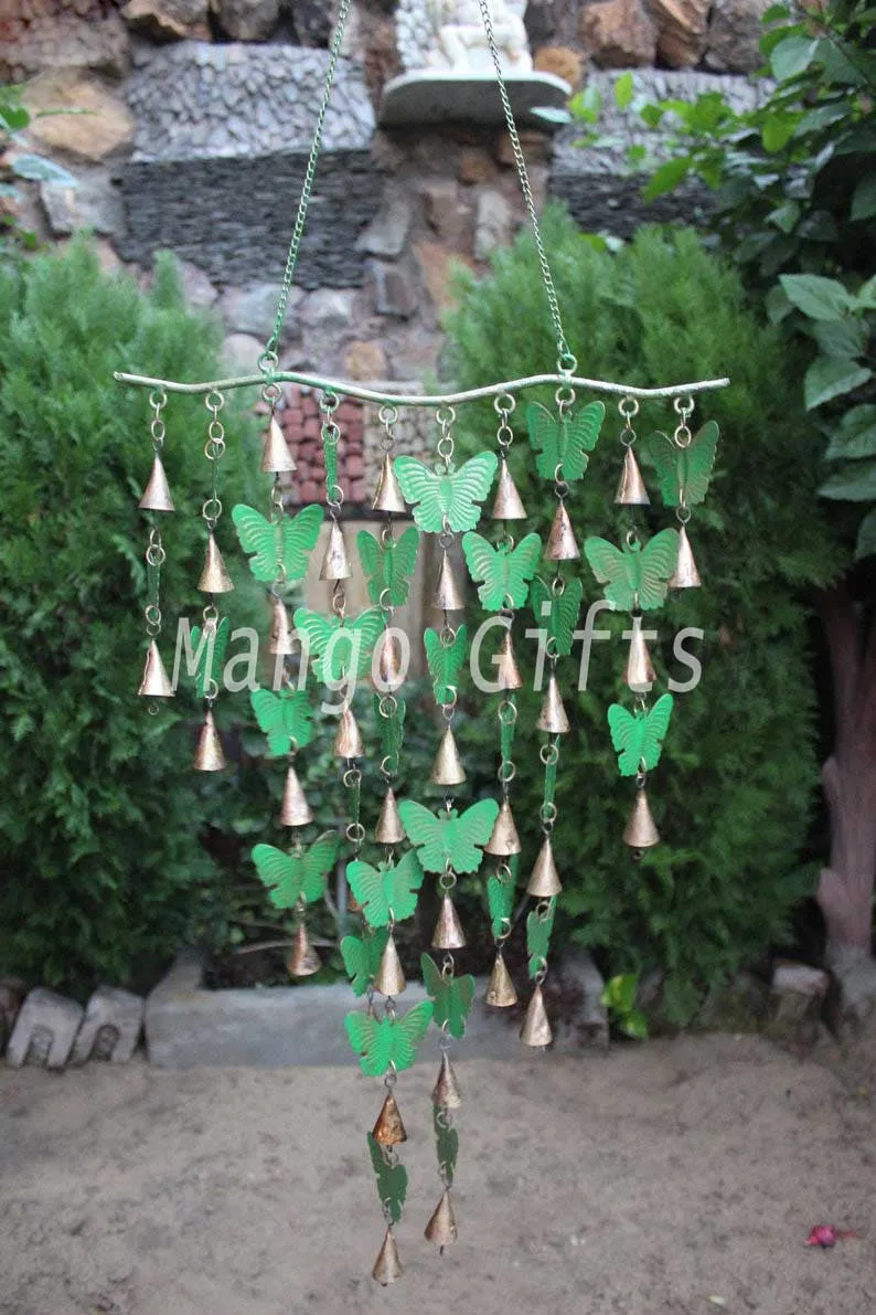 Handmade 28 Butterflies Wind chime Bells Garden Indoor Outdoor Patio Wall Décor , Bohemian Theme , Country Style Home Décor Ornaments