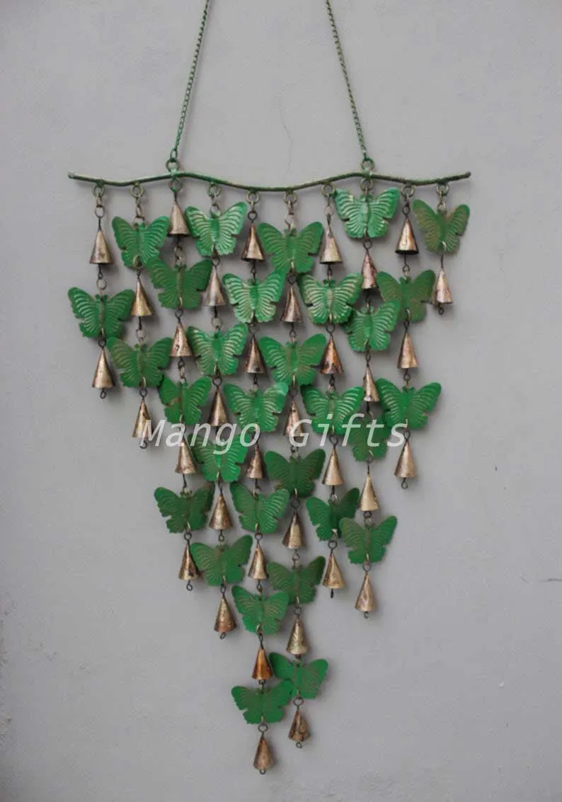 Handmade 28 Butterflies Wind chime Bells Garden Indoor Outdoor Patio Wall Décor , Bohemian Theme , Country Style Home Décor Ornaments