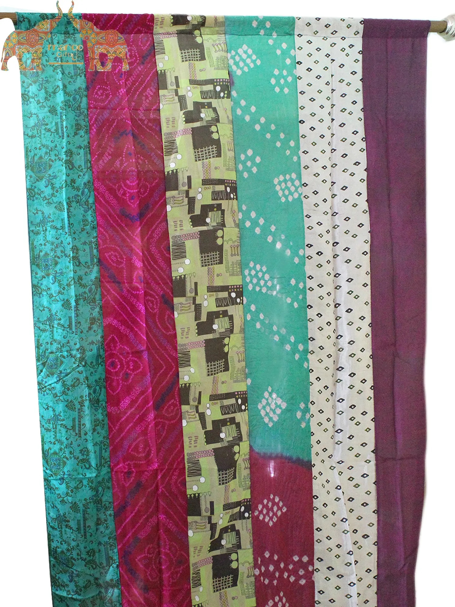 Indian Old Silk Sari Saree boho theme curtains drapes window curtains bohemian decor