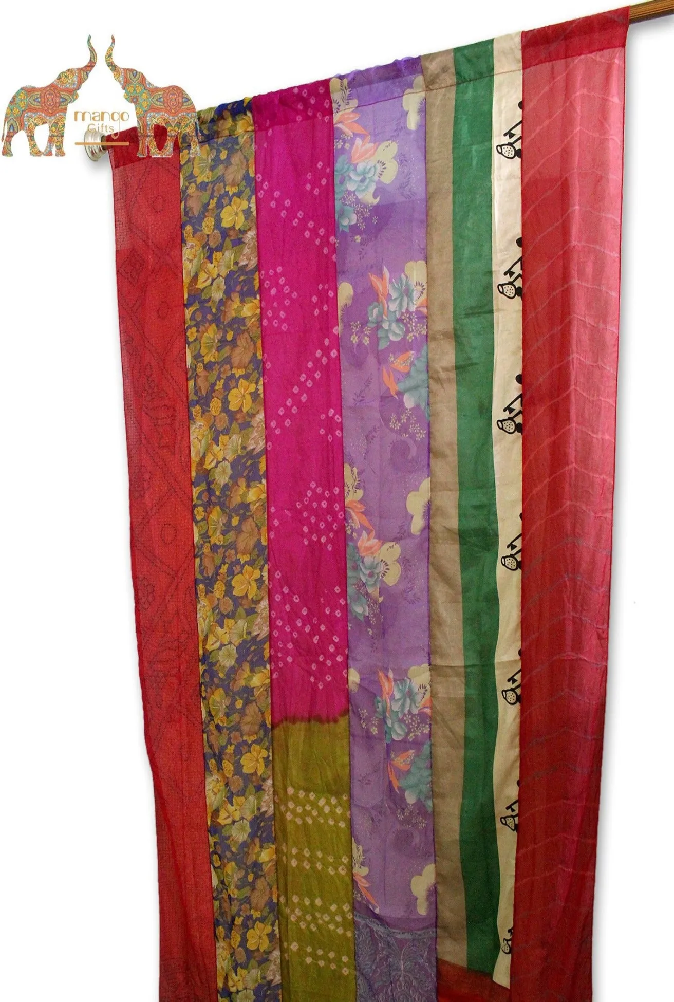 Indian Old Silk Sari Saree boho theme curtains drapes window curtains bohemian decor