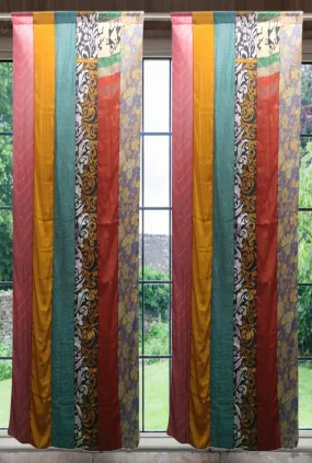 Indian Old Silk Sari Saree boho theme curtains drapes window curtains bohemian decor