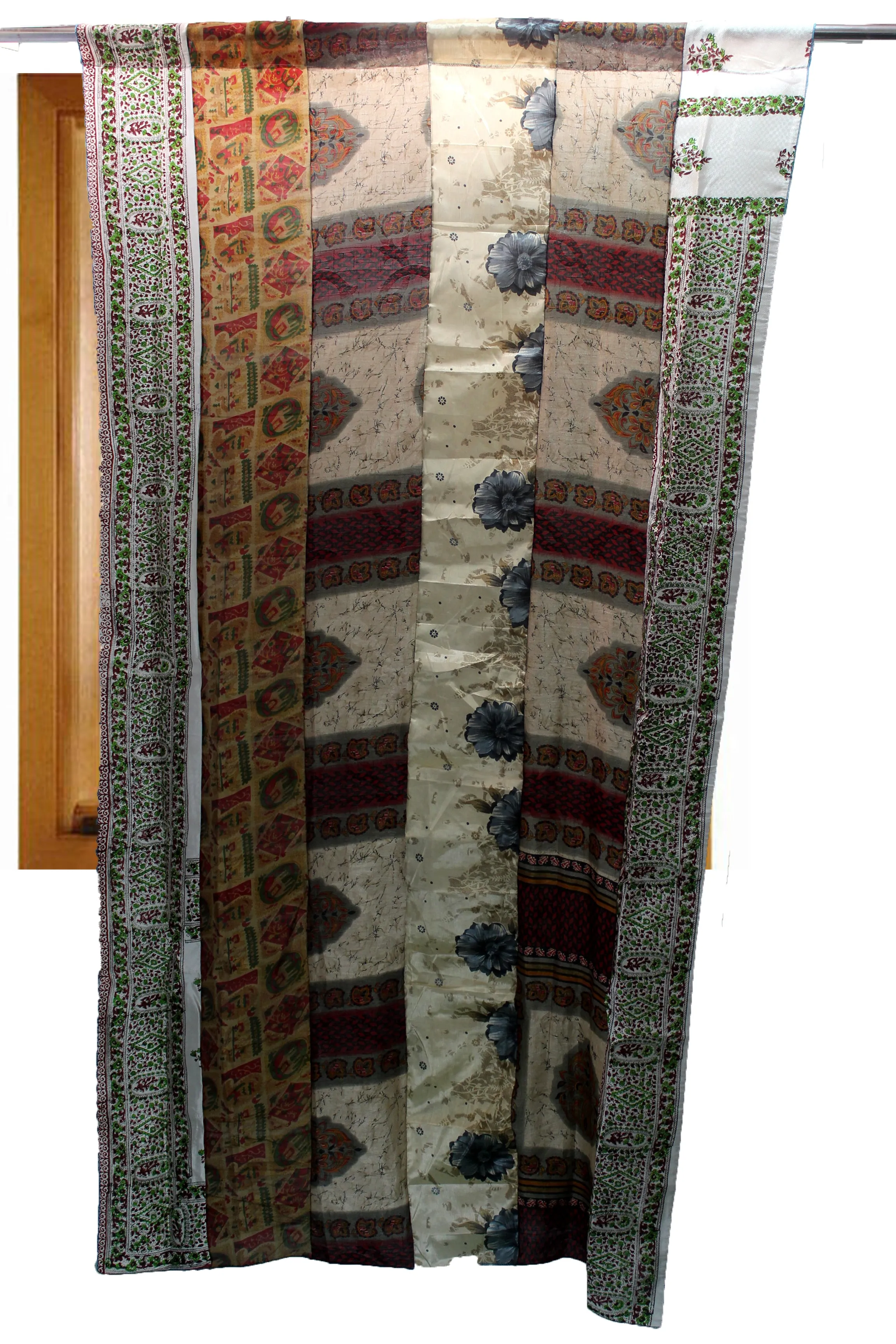 Indian Old Silk Sari Saree boho theme curtains drapes window curtains bohemian decor