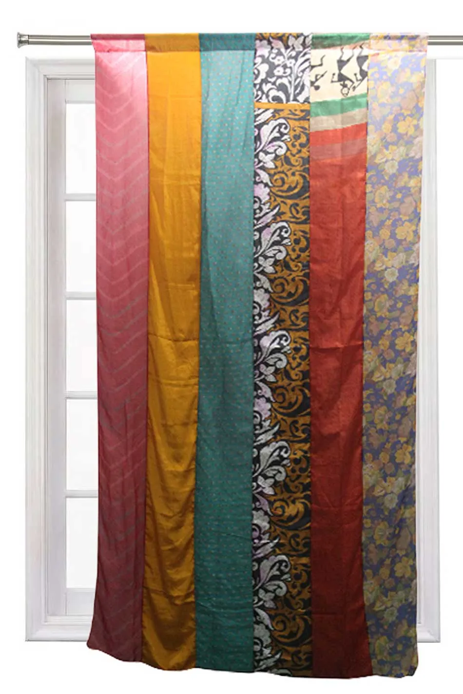 Indian Old Silk Sari Saree boho theme curtains drapes window curtains bohemian decor