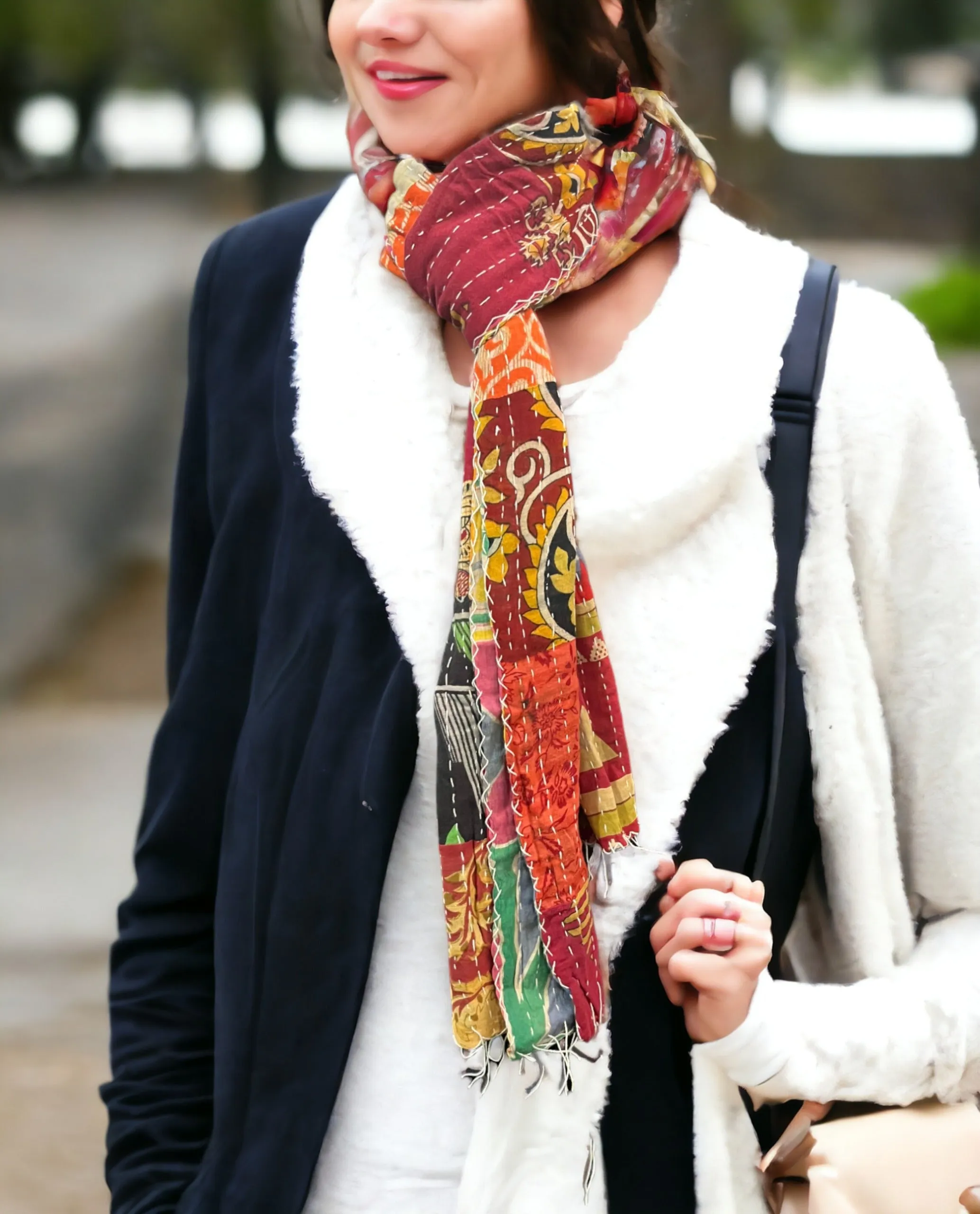 Kantha 100%cotton vintage scarf wrap sari scarf reversible stole Women Fashion Accessories