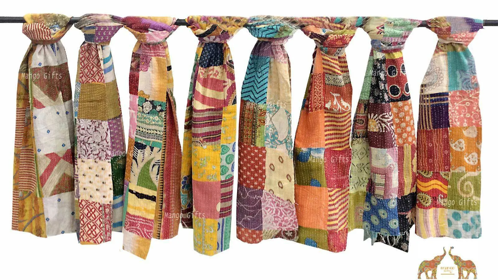 Kantha 100%cotton vintage scarf wrap sari scarf reversible stole Women Fashion Accessories