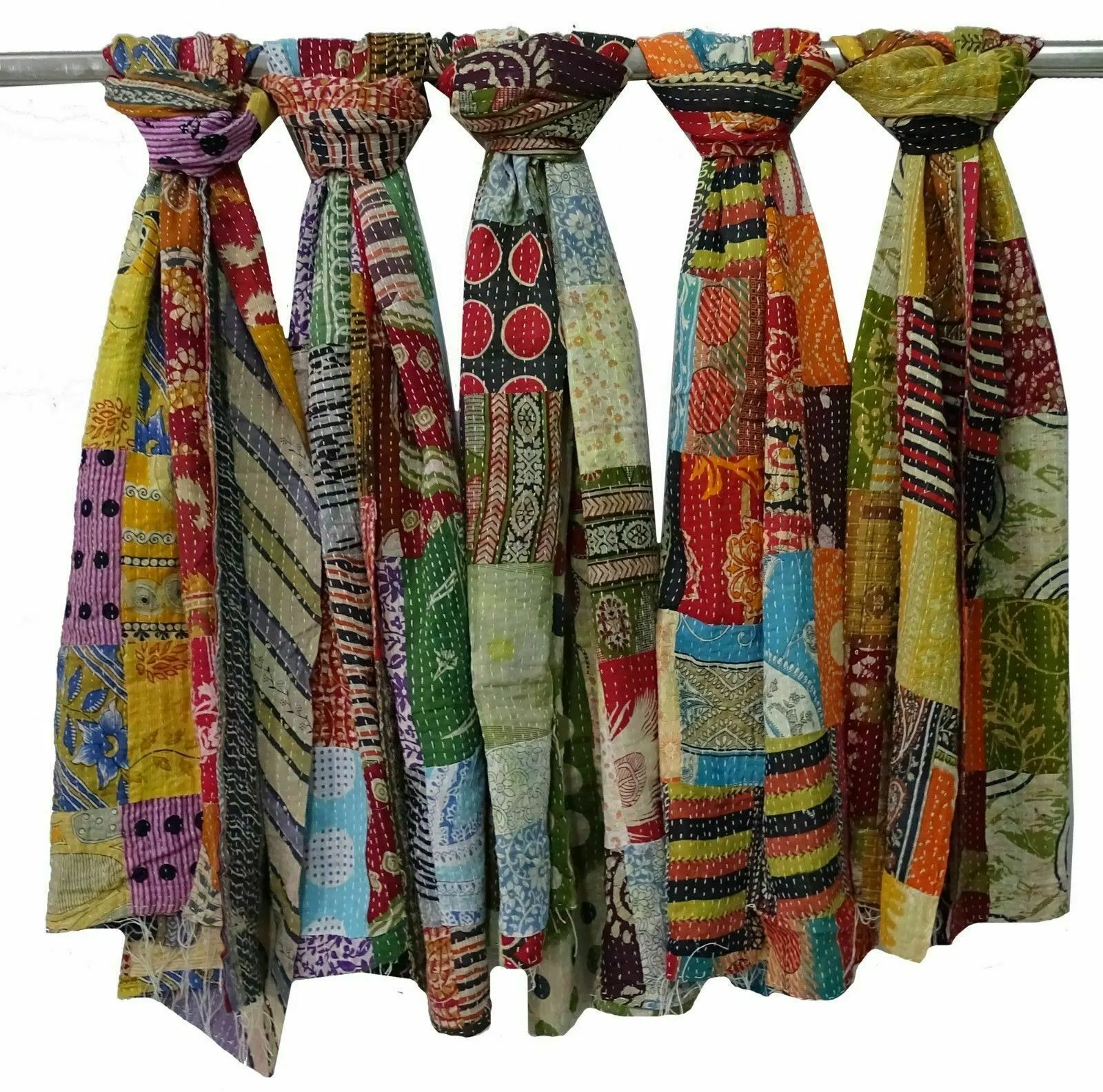 Kantha 100%cotton vintage scarf wrap sari scarf reversible stole Women Fashion Accessories