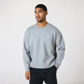 Knit Inital Crewneck | Light Grey
