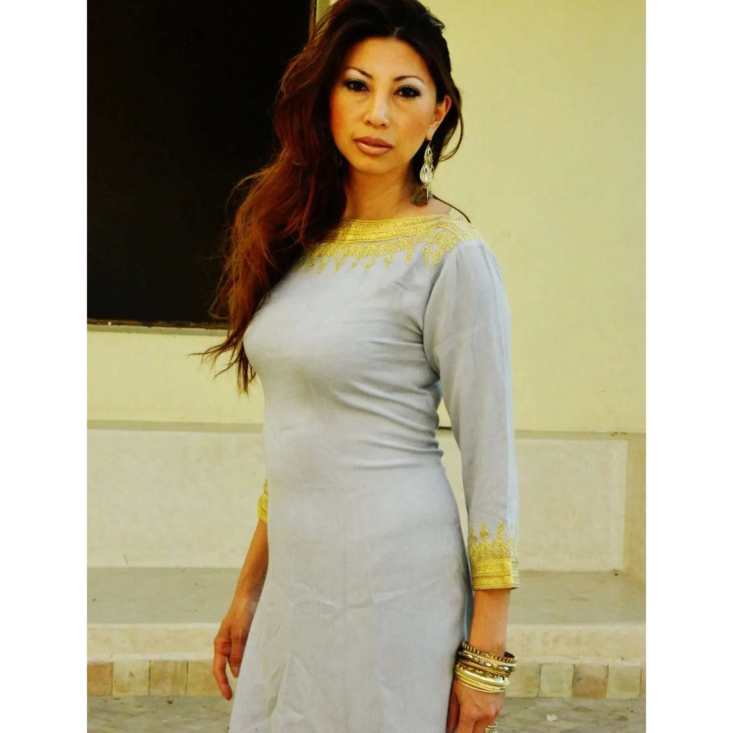 Light Grey Resort Reina Style Tunic Dress