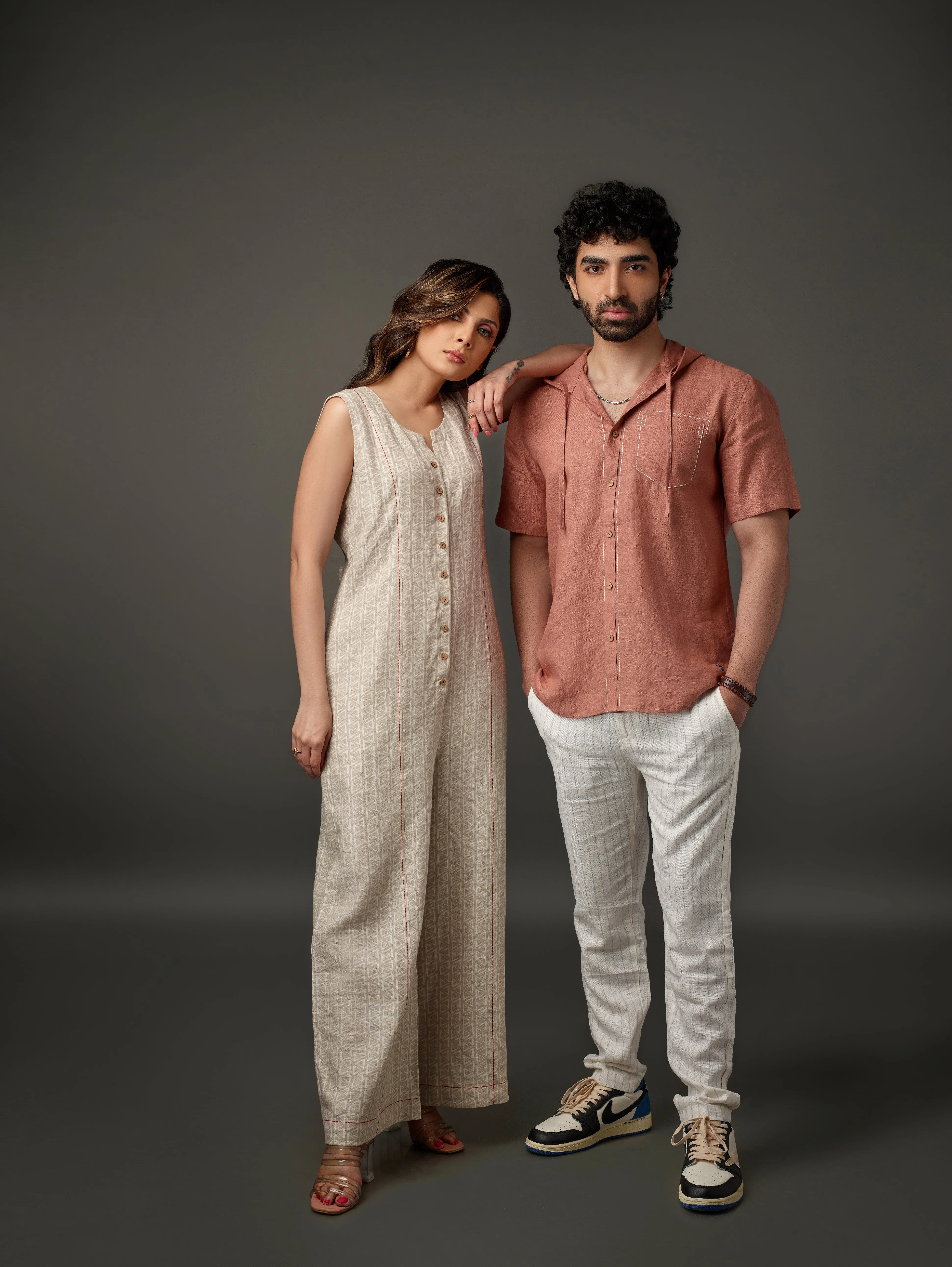 Linen Printed Sleeveless Jumpsuit