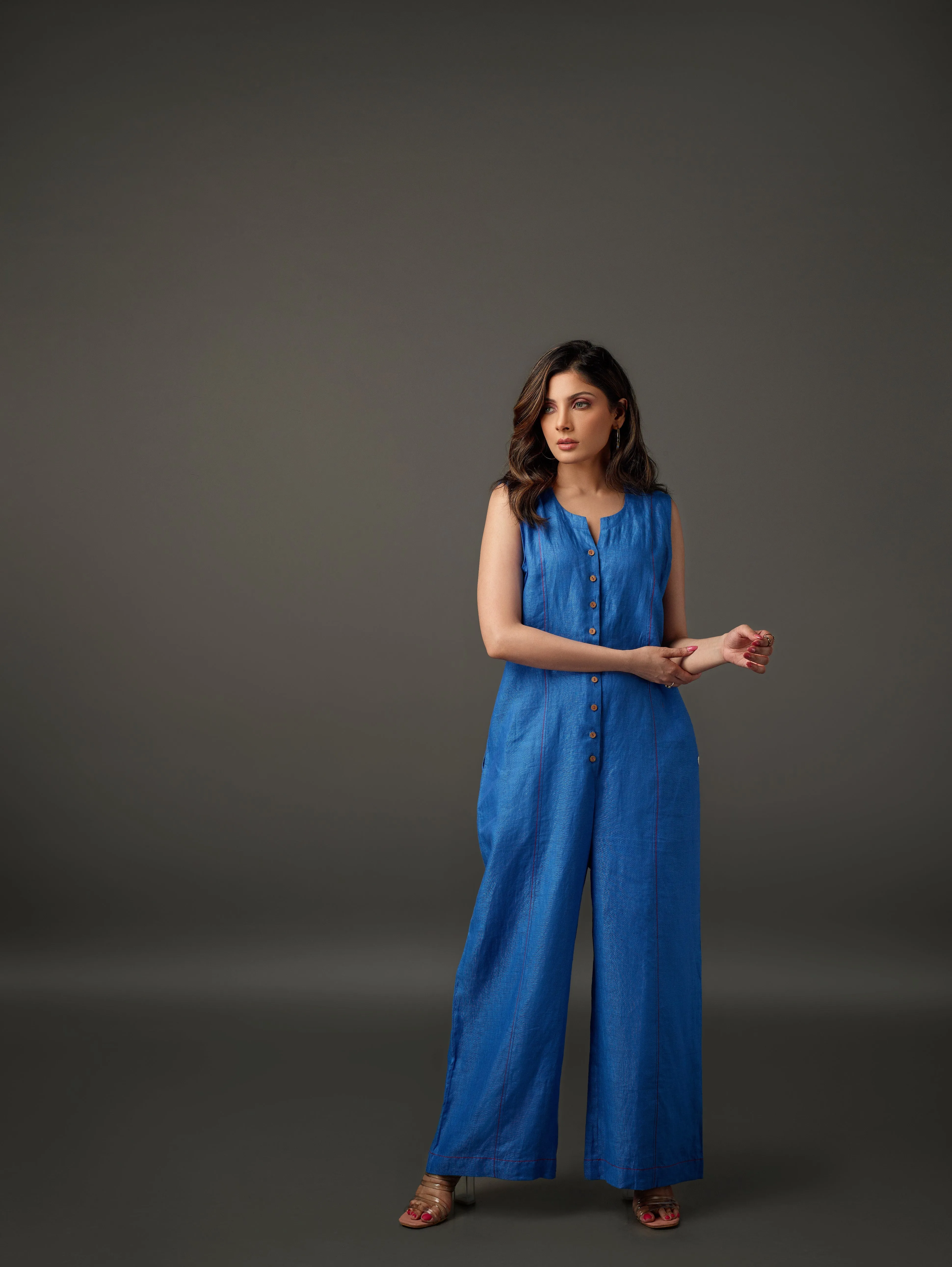 Linen Sleeveless Jumpsuit